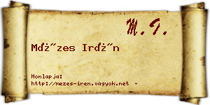Mézes Irén névjegykártya